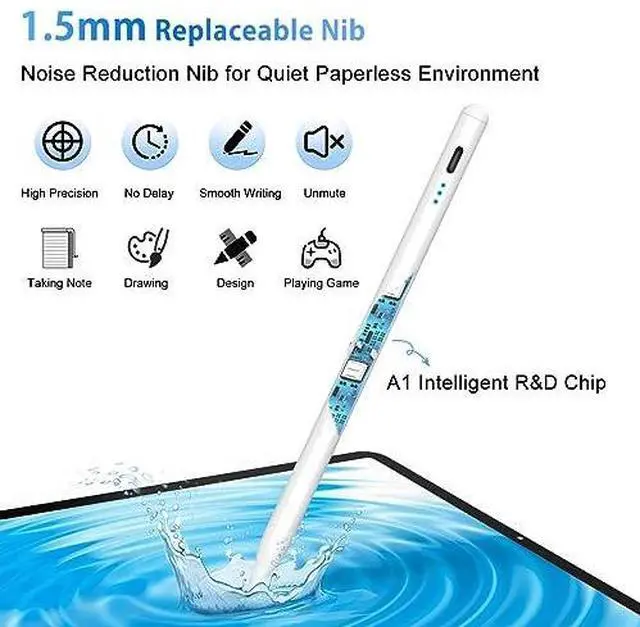 Alt view image 4 of 7 - Pencil for iPad 2018 to 2025 iPad Pro M5, Stylus Pen for ipad A16 with Palm Rejection & Magnetic Adsorption & Tilts Sensing, iPencil for ipad 6-11, Air 3-5/M2/M3, Mini 5-6, Pro 11"/12.9"/M4/M5