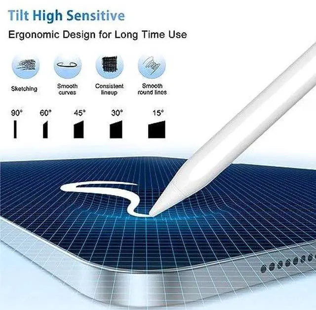 Alt view image 5 of 7 - Pencil for iPad 2018 to 2025 iPad Pro M5, Stylus Pen for ipad A16 with Palm Rejection & Magnetic Adsorption & Tilts Sensing, iPencil for ipad 6-11, Air 3-5/M2/M3, Mini 5-6, Pro 11"/12.9"/M4/M5