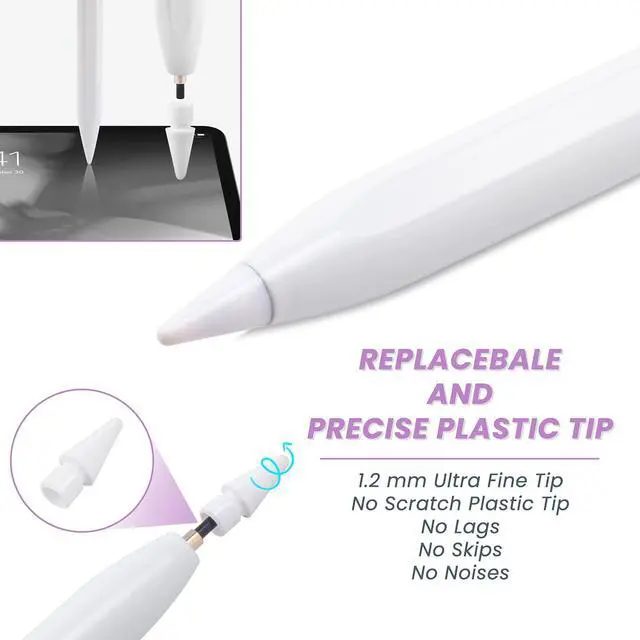 Alt view image 4 of 6 - iPad Pencil Pro - 2X Fast Charging Stylus Pen with Palm Rejection - High Precision - Tilt Sensitive Apple Pencil Pro for iPad Pro 12.9" 11", iPad Pro M4 11 13 Inch, iPad Air M2 M3, White