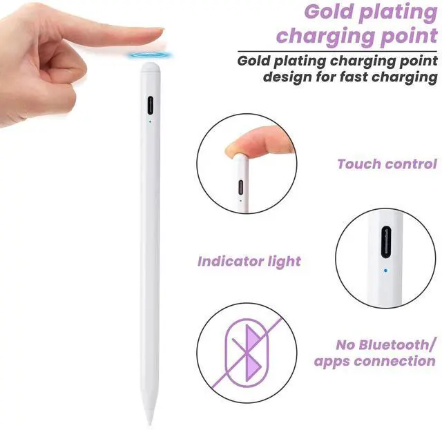 Alt view image 5 of 6 - iPad Pencil Pro - 2X Fast Charging Stylus Pen with Palm Rejection - High Precision - Tilt Sensitive Apple Pencil Pro for iPad Pro 12.9" 11", iPad Pro M4 11 13 Inch, iPad Air M2 M3, White