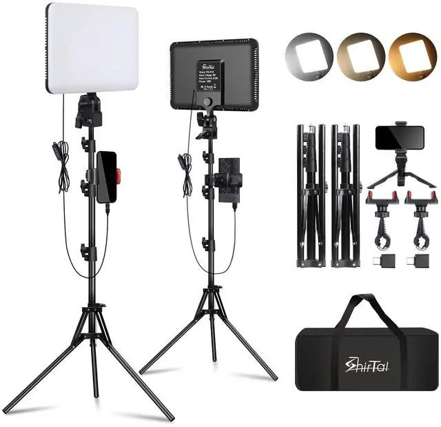 Main image of 12" LED Video Light Kit,2-Pack Photography Lighting Kit,73" Height 2800-6500K Dimmable Studio Lights with Tripod Stand and Phone Holder, Streaming Lighting for Video Recording,Podcast,YouTube