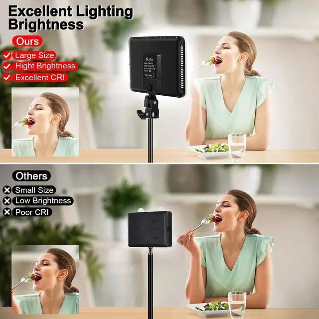 Alt view image 3 of 7 - 12" LED Video Light Kit,2-Pack Photography Lighting Kit,73" Height 2800-6500K Dimmable Studio Lights with Tripod Stand and Phone Holder, Streaming Lighting for Video Recording,Podcast,YouTube