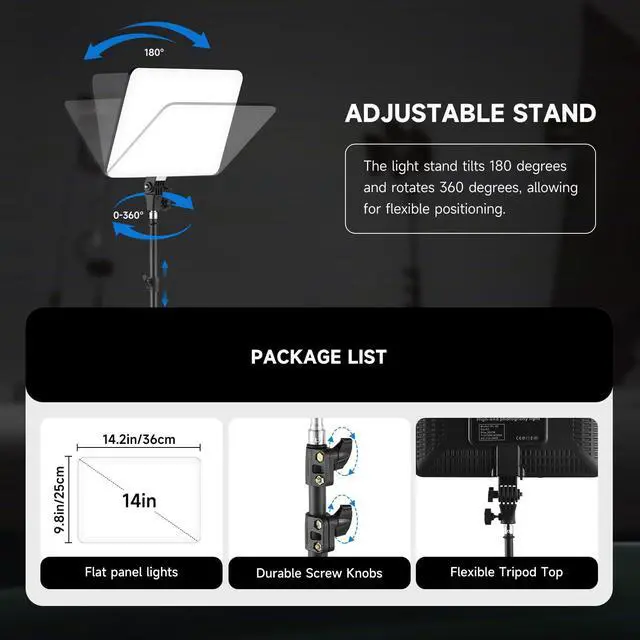 Alt view image 5 of 7 - 2-Pack LED Video Light Kit, 14" Studio Light with 75'' Tripod Stand & Phone Holder, 2700-6500k Dimmable Photography Lighting Kit, Podcast Lighting for Video Recording, Streaming, YouTube, Tiktok