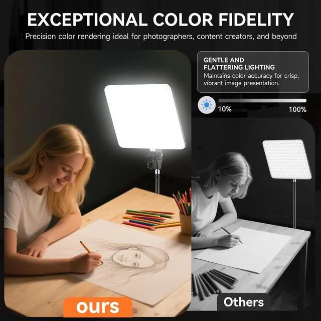 Alt view image 6 of 7 - 2-Pack LED Video Light Kit, 14" Studio Light with 75'' Tripod Stand & Phone Holder, 2700-6500k Dimmable Photography Lighting Kit, Podcast Lighting for Video Recording, Streaming, YouTube, Tiktok
