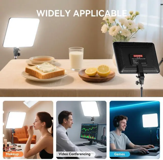 Alt view image 7 of 7 - 2-Pack LED Video Light Kit, 14" Studio Light with 75'' Tripod Stand & Phone Holder, 2700-6500k Dimmable Photography Lighting Kit, Podcast Lighting for Video Recording, Streaming, YouTube, Tiktok