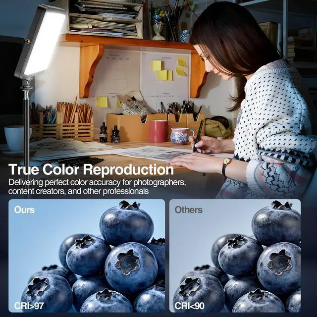 Alt view image 4 of 7 - LED Video Light Kit, 2800-7000K Dimmable Studio Lighting with Tripod Stand & Phone Holder, 73 Adjustable Height for Video Recording, Live Streaming, YouTube, Photography2-Pack