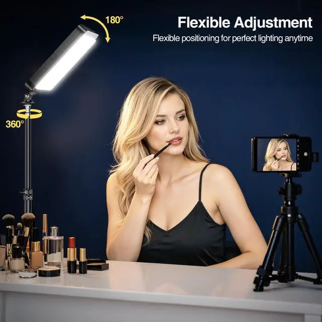 Alt view image 6 of 7 - LED Video Light Kit, 2800-7000K Dimmable Studio Lighting with Tripod Stand & Phone Holder, 73 Adjustable Height for Video Recording, Live Streaming, YouTube, Photography2-Pack