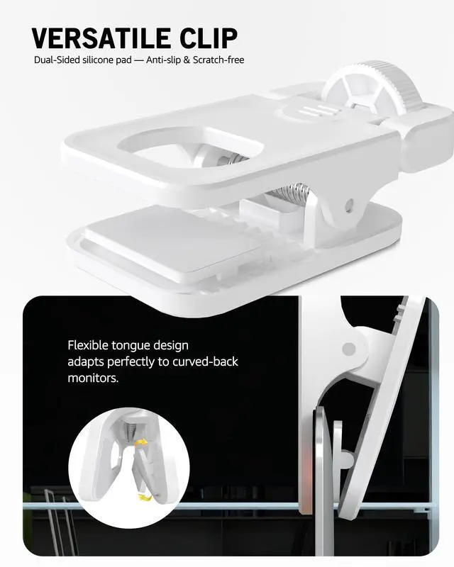 Alt view image 5 of 7 - 3 Color Soft Selfie Light Phone Light with Clip, Portable Edge-lit Ring Light, Rechargeable Video Conference Lighting for iPhone/Selfies/Makeup/Live Streaming/TikTok/Vlog/Zoom/Video Calls