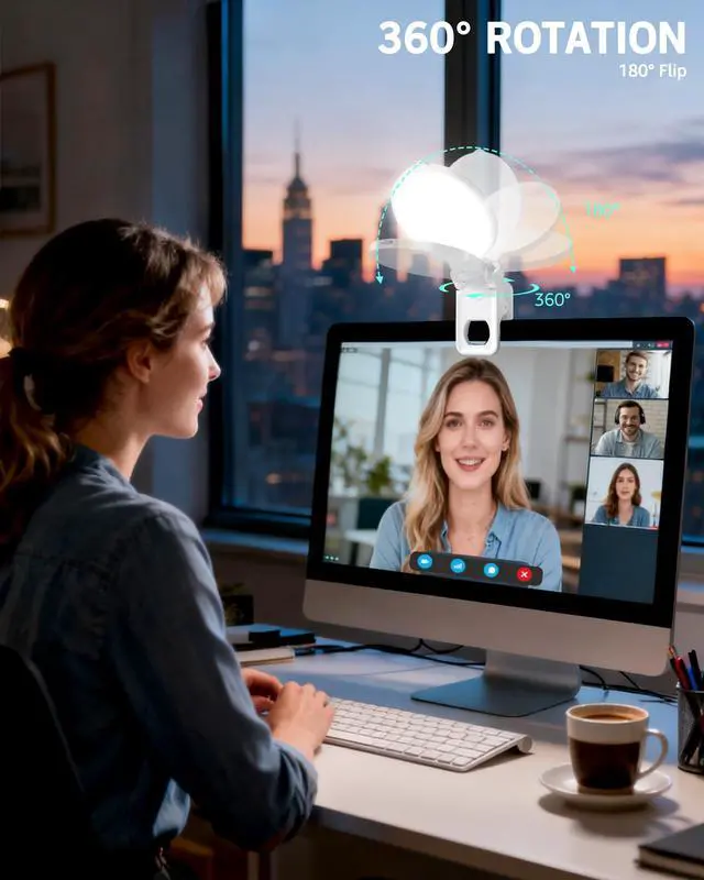 Alt view image 6 of 7 - 3 Color Soft Selfie Light Phone Light with Clip, Portable Edge-lit Ring Light, Rechargeable Video Conference Lighting for iPhone/Selfies/Makeup/Live Streaming/TikTok/Vlog/Zoom/Video Calls