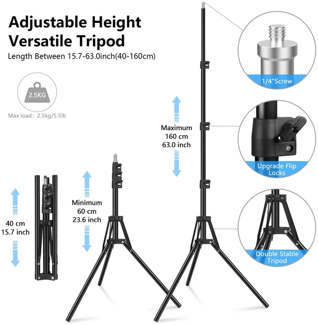 Alt view image 5 of 7 - 2 Packs RGB LED Video Light with Adjustable Tripod Stand/White Filters, Dimmable 2500-6500K USB Video Conference Lighting Kit for YouTube Photography/Game Zoom Live, Streaming,TikTok, 1.6M