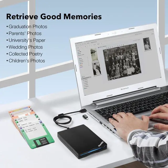 Alt view image 2 of 7 - Floppy Disk Reader 3.5 inch External USB A&C Floppy Disc Drive 3 1/2 Floppy Disk Drive/Converter/Player/Reader/Transfer for Laptop Desktop PC Compatible with Windows 11/10 (Frosted Panel)