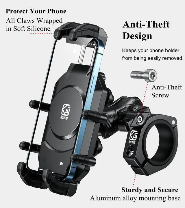 Alt view image 3 of 7 - Anti-Theft UTV Phone Mount Holder with Vibration Dampener & Secure Lock, Fit 1.5/1.65/1.75/1.85/2'' Roll Cage Bar, Heavy Duty, Adjustable Size, Big Phone Friendly for 5.4-7.2'' Cellphone