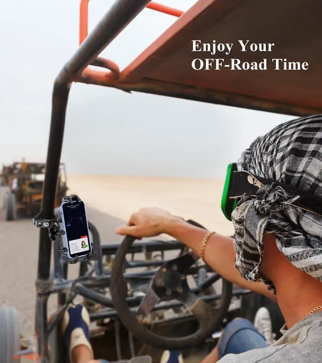 Alt view image 6 of 7 - Anti-Theft UTV Phone Mount Holder with Vibration Dampener & Secure Lock, Fit 1.5/1.65/1.75/1.85/2'' Roll Cage Bar, Heavy Duty, Adjustable Size, Big Phone Friendly for 5.4-7.2'' Cellphone