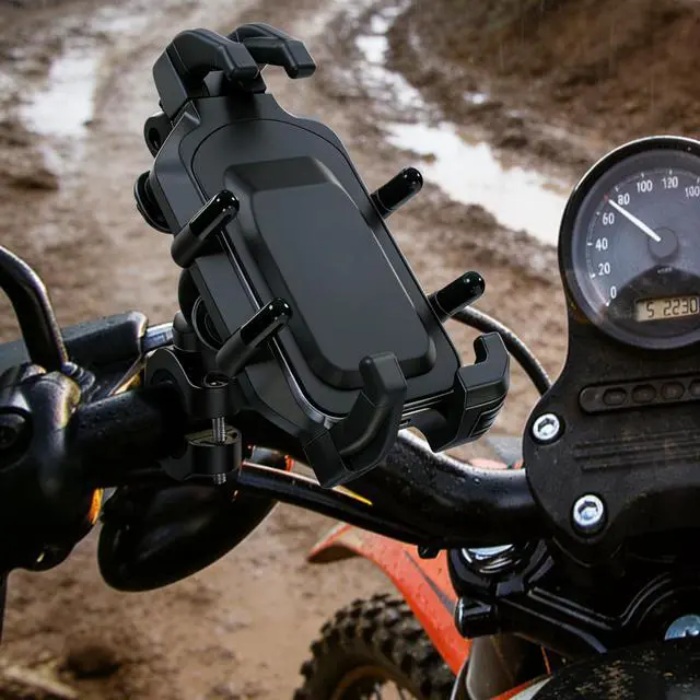 Alt view image 3 of 7 - Motorcycle Phone Mount Holder with Vibration Dampener, Heavy Duty Bike Phone Holder, Anti-Shake Handlebar for Bicycle Bike Phone Holder Mount, Adjustable Fit 5.4-6.9'' Smartphone