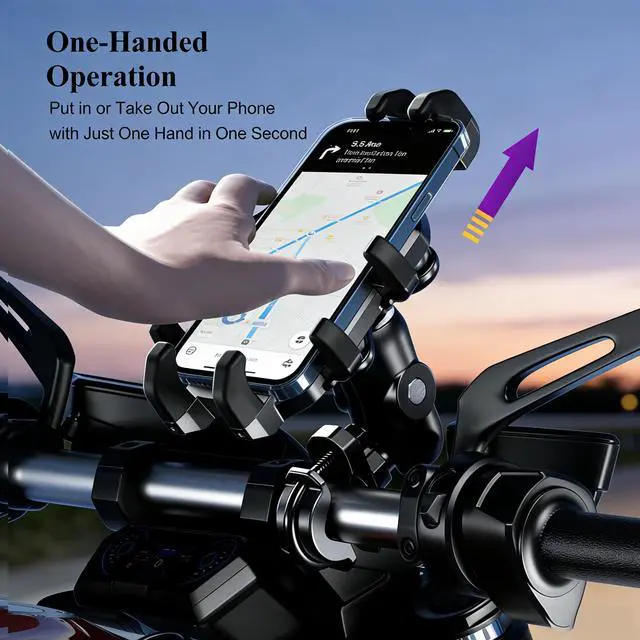 Alt view image 6 of 7 - Motorcycle Phone Mount Holder with Vibration Dampener, Heavy Duty Bike Phone Holder, Anti-Shake Handlebar for Bicycle Bike Phone Holder Mount, Adjustable Fit 5.4-6.9'' Smartphone