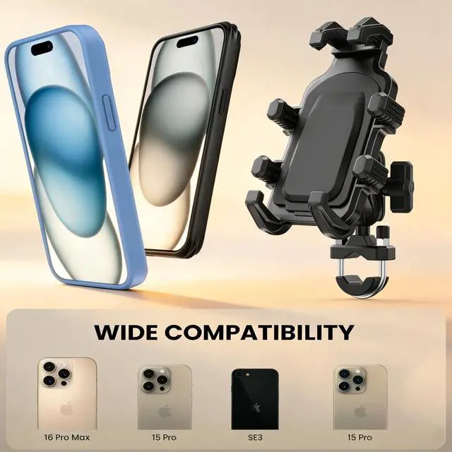 Alt view image 5 of 7 - Motorcycle Phone Mount Holder with Vibration Dampener, Heavy Duty Bike Phone Holder, Anti-Shake Handlebar for Bicycle Bike Phone Holder Mount, Adjustable Fit 5.4-6.9'' Smartphone