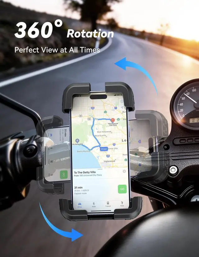 Alt view image 5 of 7 - Anti-Shake Motorcycle Phone Mount, Dual Vibration Dampener Bike Phone Holder for iPhone 17/16/15/14/13 Series & 4.76.8" Phones, Handlebar Cell Phone Holder for Motorcycle/Bicycle/Scooter