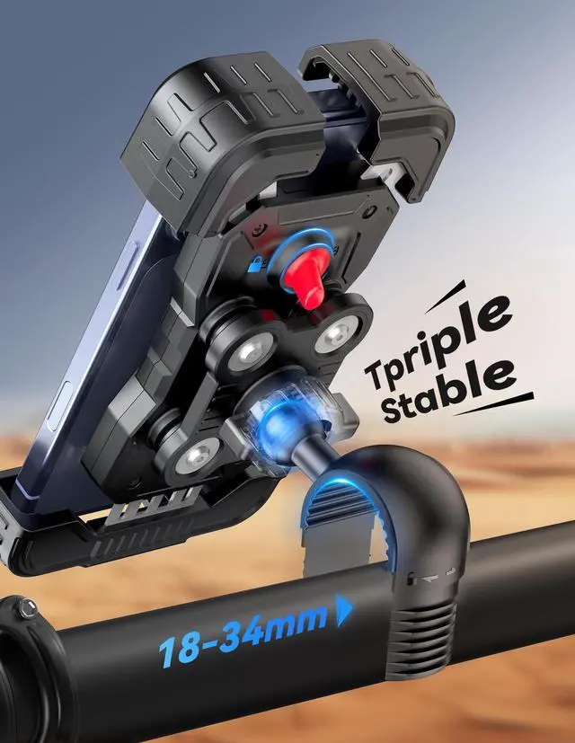 Alt view image 6 of 7 - Anti-Shake Motorcycle Phone Mount, Dual Vibration Dampener Bike Phone Holder for iPhone 17/16/15/14/13 Series & 4.76.8" Phones, Handlebar Cell Phone Holder for Motorcycle/Bicycle/Scooter