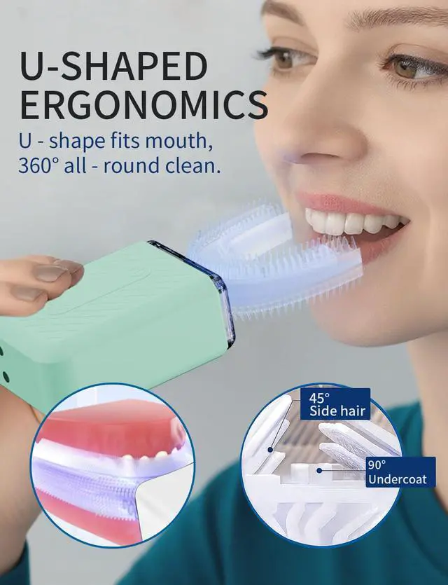 Alt view image 2 of 7 - U-Shaped Electric Toothbrush for Adults, u Toothbrush with IPX7 Waterproof, ultrasonic Toothbrush for Home and Travel