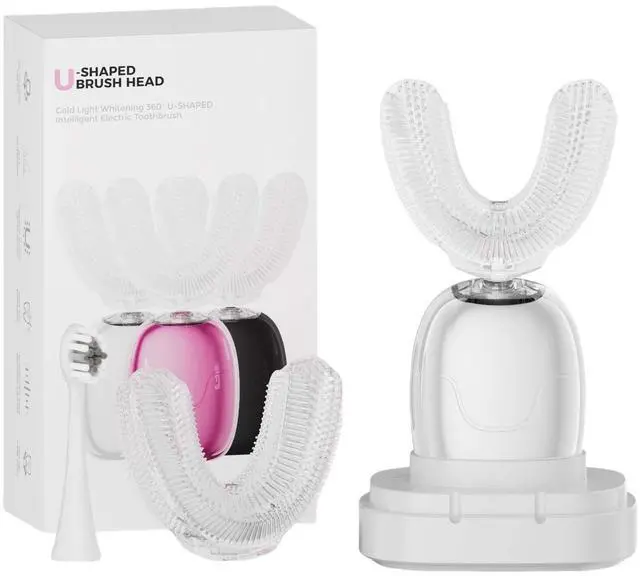 Main image of Electric Toothbrush Adults U Shaped Automatic toothbrushes,360° Whole Mouth Cleansing 3 Cleaning Modes,Rechargeable, Waterproof (White)