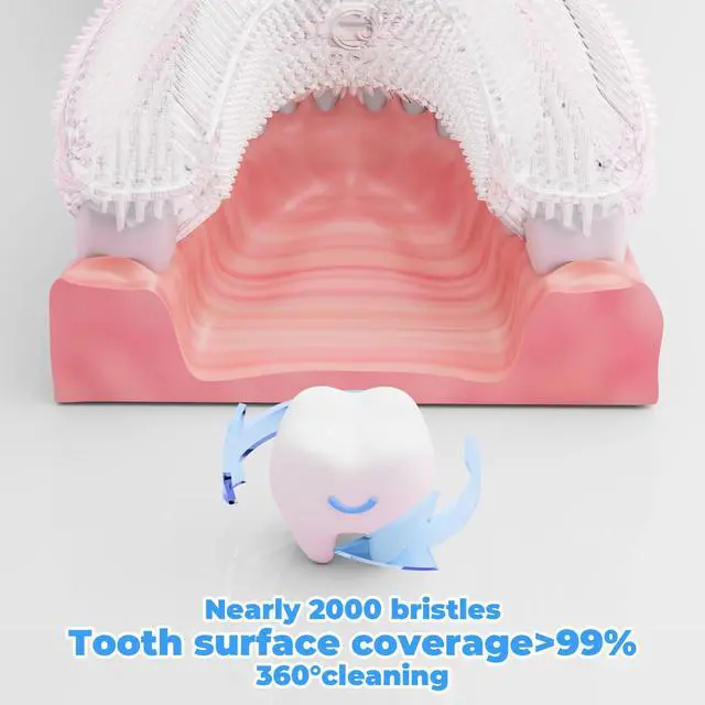 Alt view image 4 of 6 - Electric Toothbrush Adults U Shaped Automatic toothbrushes,360° Whole Mouth Cleansing 3 Cleaning Modes,Rechargeable, Waterproof (White)