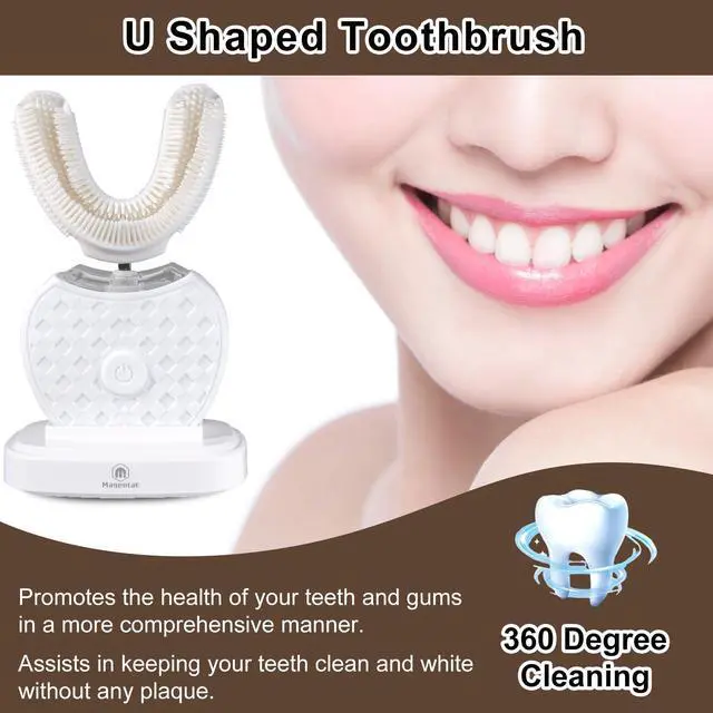Alt view image 3 of 6 - U-Shaped Ultrasonic Toothbrush for Teeth Whitening, Automatic Electric Toothbrush for Adults 360-degree Cleaning IPX7 Waterproof Kit for Travel or Home(White)