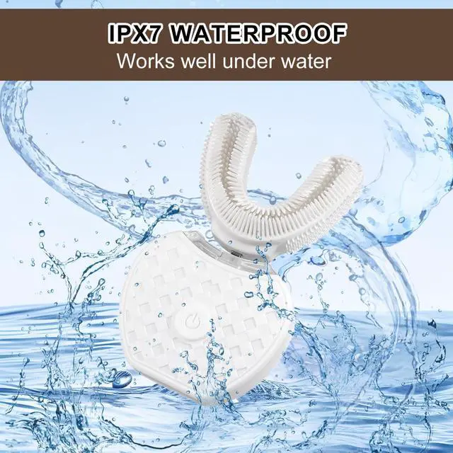 Alt view image 4 of 6 - U-Shaped Ultrasonic Toothbrush for Teeth Whitening, Automatic Electric Toothbrush for Adults 360-degree Cleaning IPX7 Waterproof Kit for Travel or Home(White)