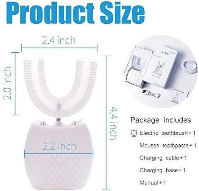 Alt view image 5 of 7 - Ultrasonic Automatic Toothbrush, Ultrasonic U-Shaped Toothbrushes for Adult, 360° Electric Sonic Tooth Brush with Automatic Timer, Wireless Charging Teethbrush Kit for Travel Or Home (White)