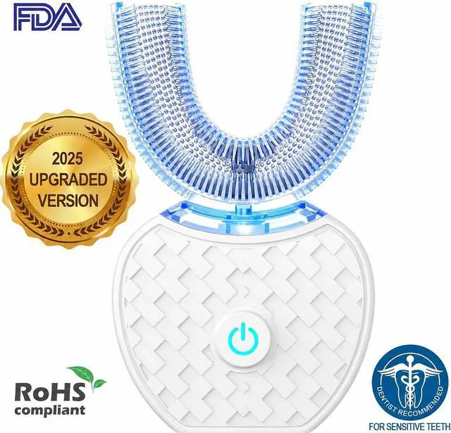 Alt view image 2 of 7 - Adults Auto Brush Ultrasonic U-Shaped Toothbrush 360° Teeth Cleaning, Hands-Free Electric Autobrush Gum Protection, Waterproof IPX7, Wireless Charging