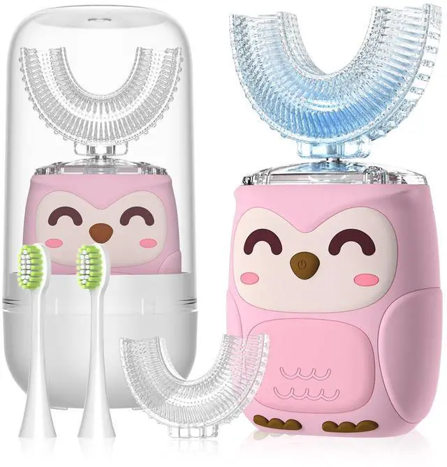 Main image of Kids Electric U Shaped Toothbrush Kids Sonic Toothbrush with 4 Soft Brush Head Automatic Full Mouth 6 Cleaning Mode-(Age8-15 Pink)
