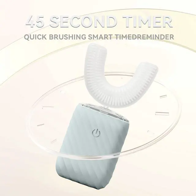 Alt view image 6 of 7 - Ultrasonic Automatic Electric Toothbrush for Adults- U Shaped self Brushing Toothbrush, 360° Mouth Cleaning, 5 Modes for Whitening, IPX7 Waterproof Rechargeable (Light Blue)