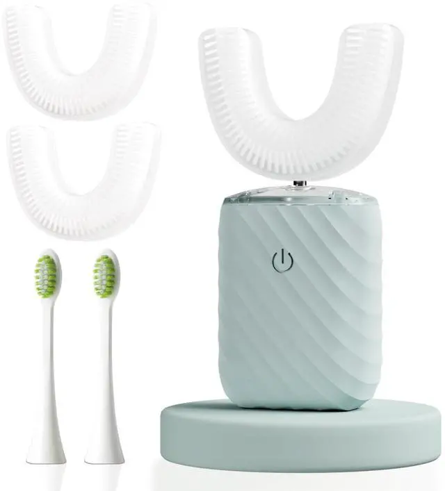 Main image of Ultrasonic Automatic Electric Toothbrush for Adults- U Shaped self Brushing Toothbrush, 360° Mouth Cleaning, 5 Modes for Whitening, IPX7 Waterproof Rechargeable (Light Blue)