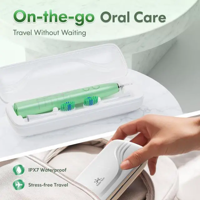 Alt view image 6 of 7 - Electric Toothbrush for Adults Kids Electric Toothbrush Rechargeable Sonic Toothbrush Ultrasonic Toothbrush with Travel Case, Holder & 7 Brush Heads, 6 Modes & 3 Intensities, 2-Minute Timer (Green)
