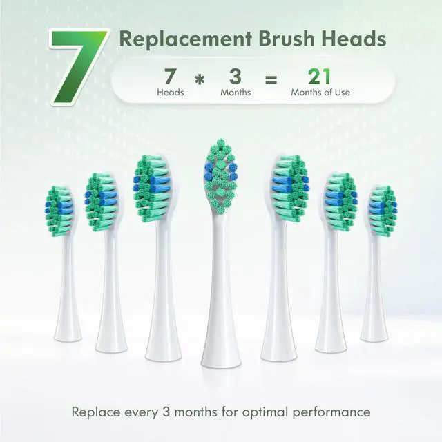 Alt view image 7 of 7 - Electric Toothbrush for Adults Kids Electric Toothbrush Rechargeable Sonic Toothbrush Ultrasonic Toothbrush with Travel Case, Holder & 7 Brush Heads, 6 Modes & 3 Intensities, 2-Minute Timer (Green)
