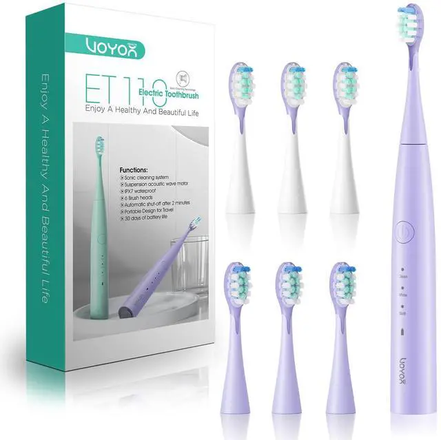Main image of Sonic Electric Toothbrush for Adults,Tooth Brushes with 6 Brush Heads,70-Day Battery Life,IPX7 Waterproof Rechargeable Travel Toothbrushes with 3 Modes for Family Use ET110(Purple)