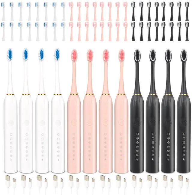 Main image of 12 Pack Adult Electric Toothbrush Rechargeable Sonic Electric Toothbrush with 4 Brush Heads 6 Modes Timer Function IPX7 Waterproof 3 Colors Available