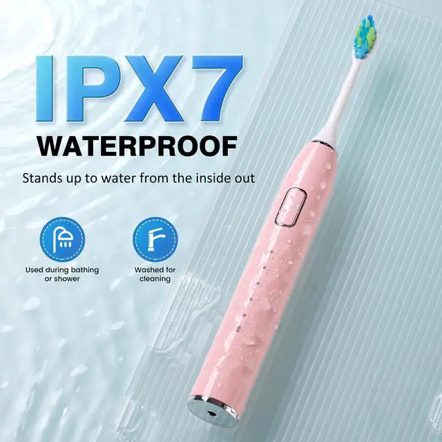 Alt view image 5 of 7 - Sonic Electric Toothbrush for Adults - Deep Cleaning Teeth Whitening6 Replacement Brush Heads100-Day Battery5 Modes w/SensitiveIPX7 Waterproof (Color Options)