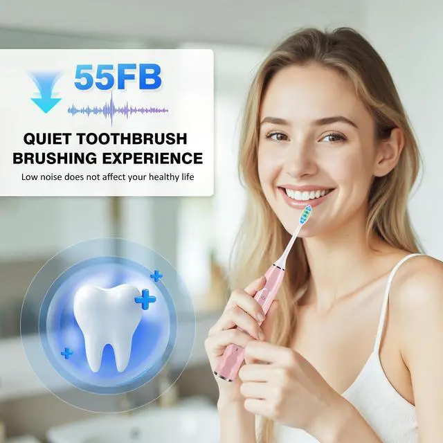 Alt view image 6 of 7 - Sonic Electric Toothbrush for Adults - Deep Cleaning Teeth Whitening6 Replacement Brush Heads100-Day Battery5 Modes w/SensitiveIPX7 Waterproof (Color Options)