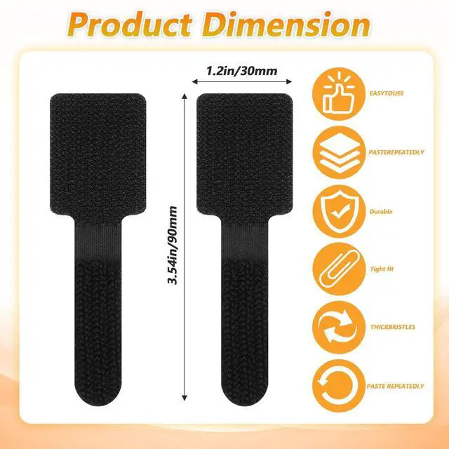 Alt view image 5 of 7 - 100 Pcs Hook and Loop Cable Straps, Self Adhesive Cord Organizers for Desk, Reusable Wire Ties Adjustable Cord Management for Home Office Under Computer Desk Management(Black)