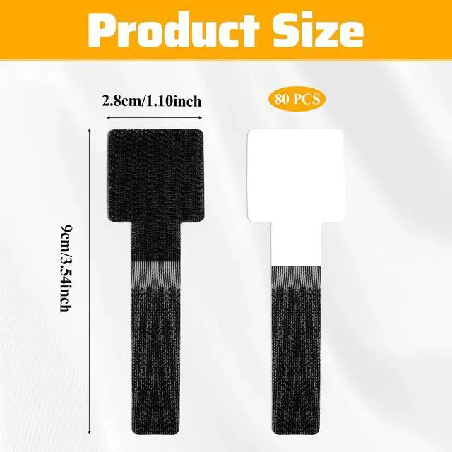 Alt view image 5 of 7 - 80 Pcs Hook and Loop Cable Straps, Self Adhesive Hook and Loop Cable Ties, Cables Management Wire Organizer Under Desk, Cord Organizers for Desk Home Office Essentials(Black)