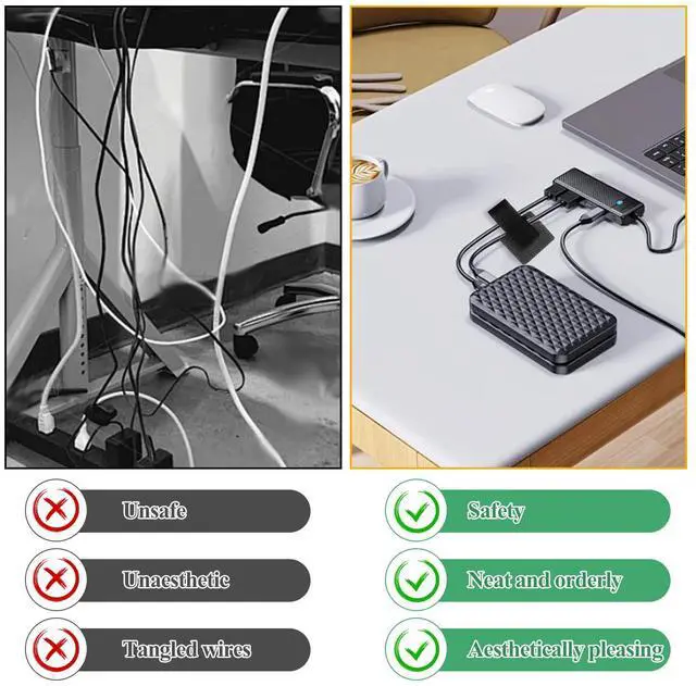 Alt view image 3 of 7 - 80 Pcs Hook and Loop Cable Straps, Self Adhesive Hook and Loop Cable Ties, Cables Management Wire Organizer Under Desk, Cord Organizers for Desk Home Office Essentials(Black)
