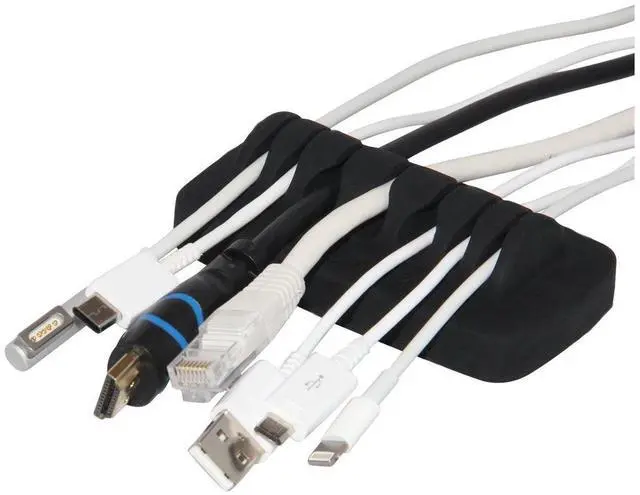 Main image of Cable Organizer on the Market! Compact and Weighted Desktop Cord Holder and Cable Organizer, Eco-Friendly Silicone, No Bad Smell, Bundled with 4 Reusable Cable Ties! (Black)
