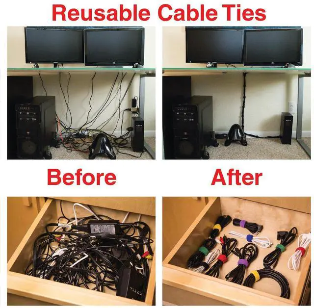 Alt view image 7 of 7 - Cable Organizer on the Market! Compact and Weighted Desktop Cord Holder and Cable Organizer, Eco-Friendly Silicone, No Bad Smell, Bundled with 4 Reusable Cable Ties! (Black)