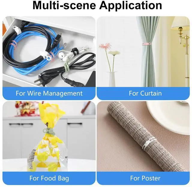 Alt view image 5 of 7 - 30Pcs Cord Organizer, Silicone Cable Ties Reusable, Cord Ties for Electronics, Multipurpose Elastic Wire Ties, Travel Essentials for Cable Organizer, Wire Organizers for Fastening Cords