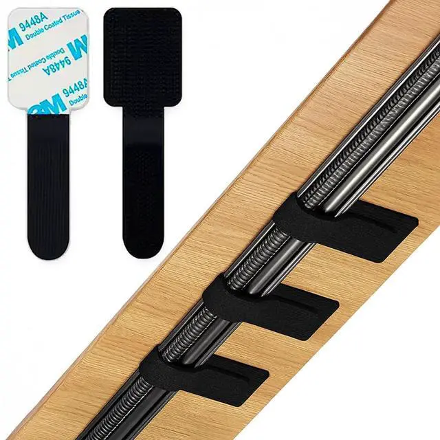 Main image of 50PCS Desk Cord Organizer Adhesive Cable Management Straps for Office Essentials, Wall, Car & More Reusable Hook and Loop Wire Organizers