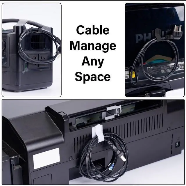Alt view image 7 of 7 - 50PCS Desk Cord Organizer Adhesive Cable Management Straps for Office Essentials, Wall, Car & More Reusable Hook and Loop Wire Organizers