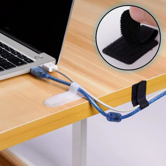 Alt view image 6 of 7 - 50PCS Desk Cord Organizer Adhesive Cable Management Straps for Office Essentials, Wall, Car & More Reusable Hook and Loop Wire Organizers