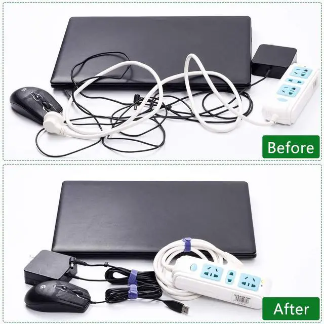 Alt view image 5 of 7 - 60 Pcs Reusable Fastening Cable Ties with Hook and Loop, Multi-Purpose Cable Straps Wire Ties Cable Management, Adjustable Cord organizer Ties for Computer/TV/Electronics, 3 Sizes and 5 Colors