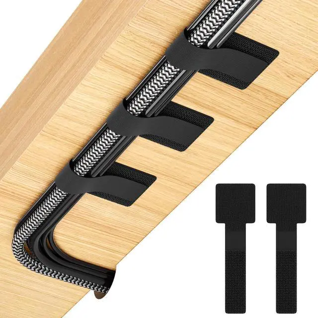 Main image of 100Pcs Cable Straps Hook and Loop Cable Ties - Cable Holder for Desk Cable Management Under Desk - Computer Cord Organizer for Home Office Gaming Setup - Black
