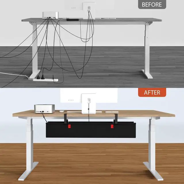 Alt view image 7 of 7 - No Drill Under Desk Cable Management Tray, 36" Cord Organizer for Table, Clamp/Screw Mount Desk Cable Management, Premium Fabric Cable Management Tray for Office, Home